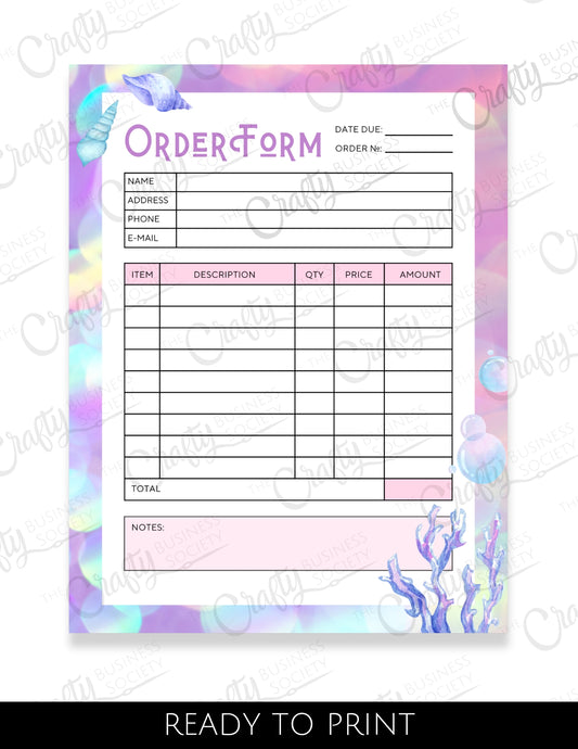 'Under the Sea' Order Form