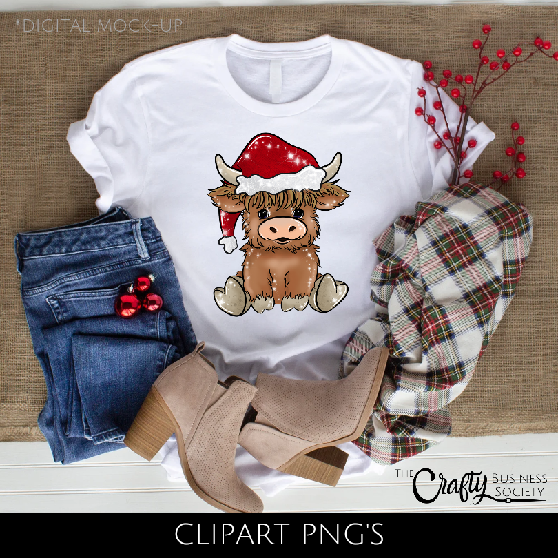 Holiday Highland Cow Graphic