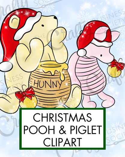 Christmas Pooh & Piglet Clipart